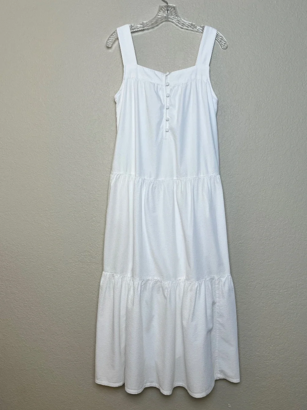 Faherty Marina Tiered Midi Seersucker White Sleeveless Dress Small - Picture 6 of 14
